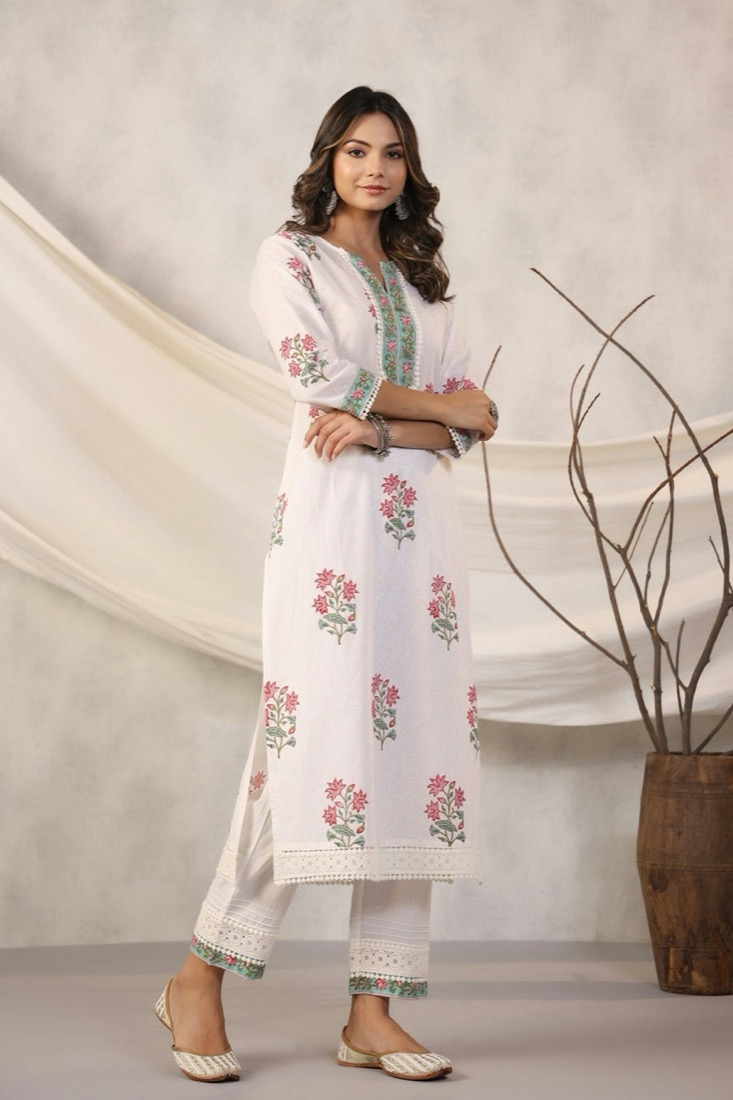 Ivory Floral Kurta Set